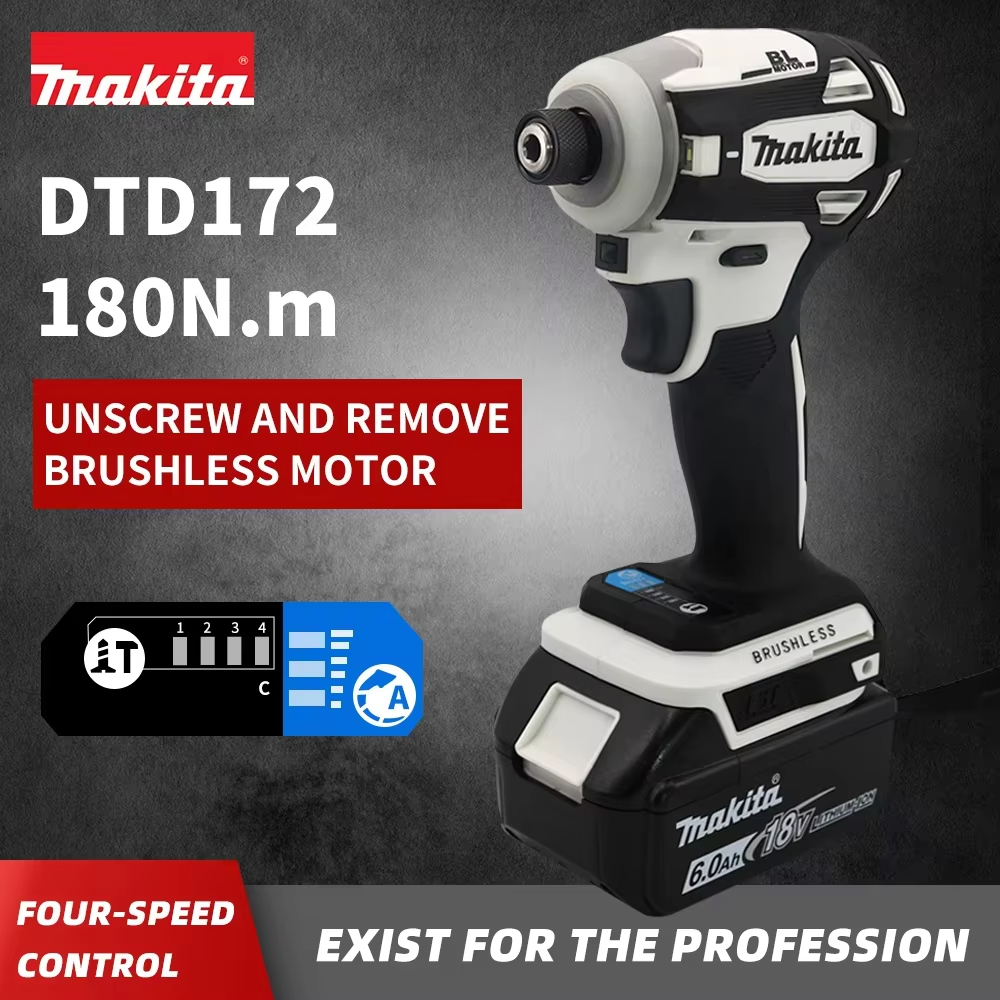 Makita DTD172 18 V Akku-Schlagschrauber, bürstenloser elektrischer Schlagbohrschrauber, wiederaufladbar, Elektrowerkzeuge für Holz/Ot/T-Modus