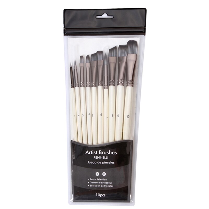 Paint Brushes Set For Art Acrylic Gouache Oil Watercolor Artist Canvas Synthetic Nylon Tips 10 Pack Art Supplies