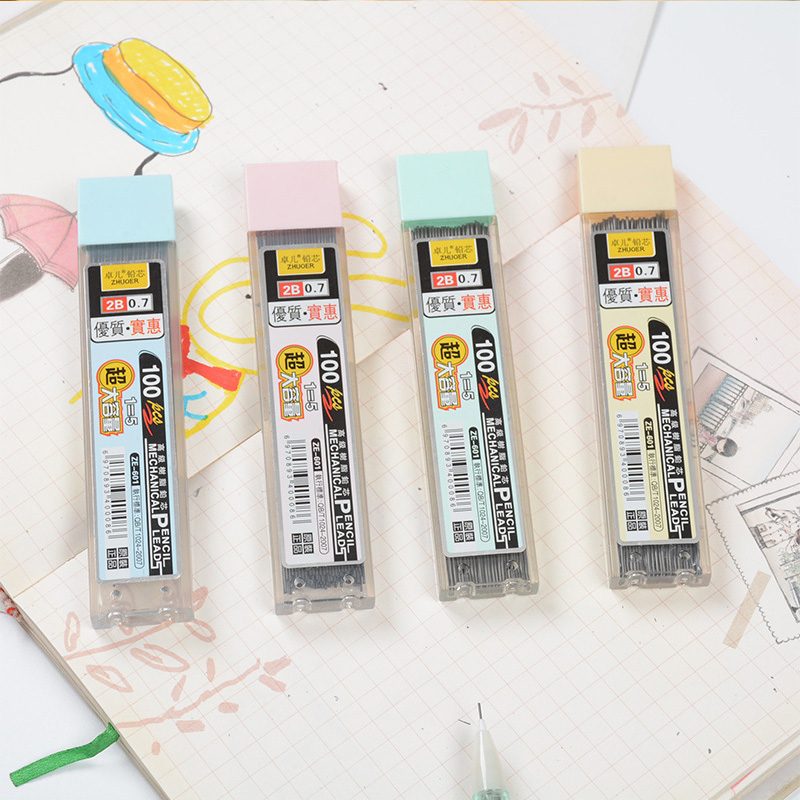100 unids/caja 2B grafito lápiz/0,5/0,7mm recambio de lápices mecánicos para niños herramientas de pintura de la Oficina de la escuela suministros