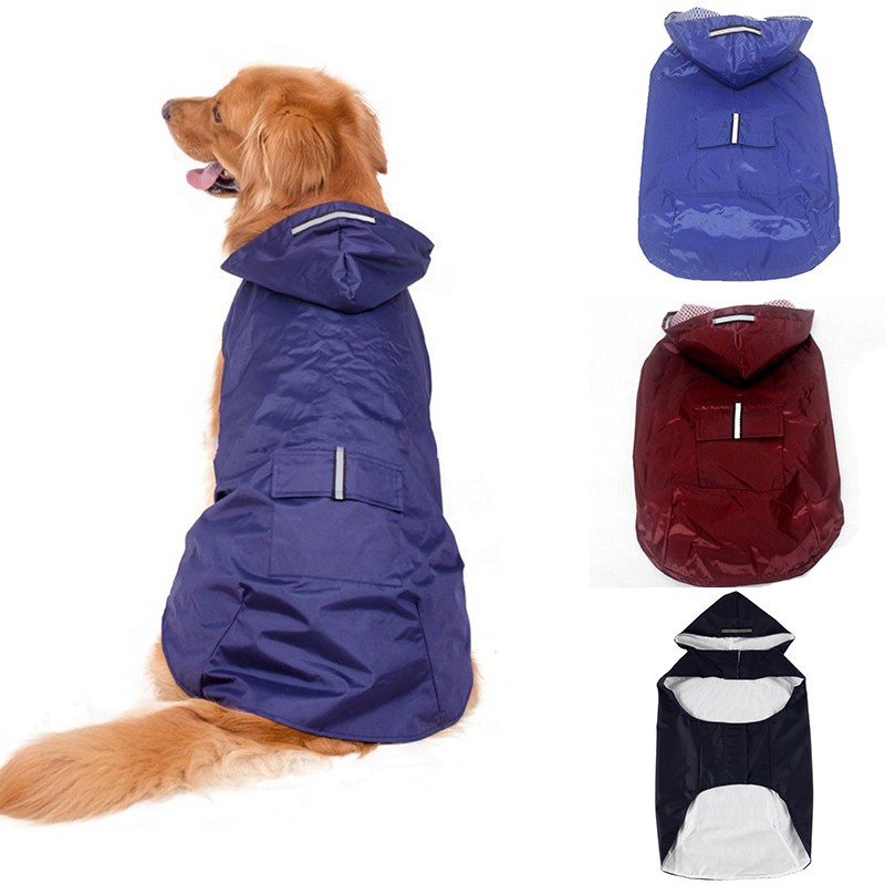 Reflekterande hund regnjacka regnjacka jumpsuit vattentät husdjurskläder säkerhetsregnkläder för husdjur små medelstora hundar valp vovve