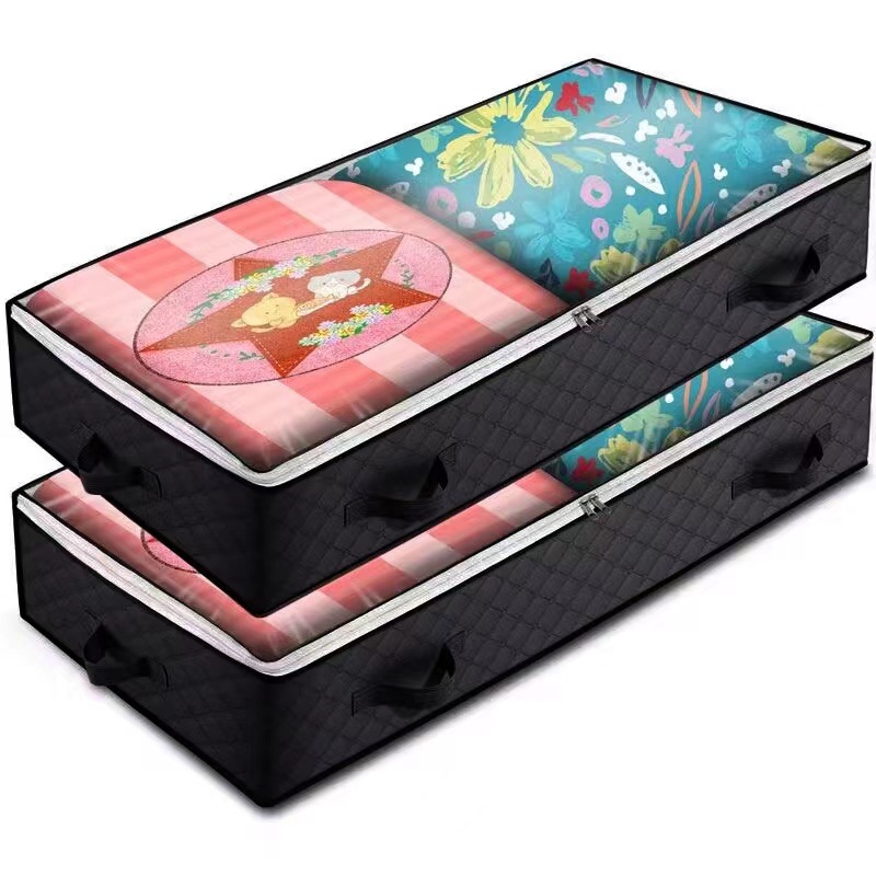 Opvouwbare onderbedtas - Deken Kleding Quilt Organizer Ademende opbergtas met ritssluiting voor slaapkamer: GRIJS