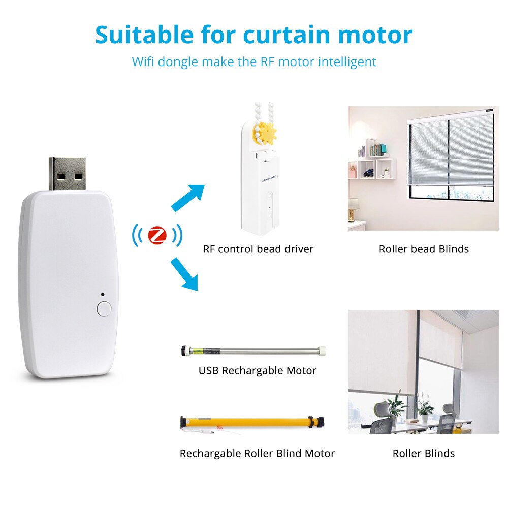 Zemismart Tuya Zigbee Usb Dongle Controle Voor Am15 Blinds Motor Werk Met Tuya Zigbee Hub Mini Smart Gordijn motor