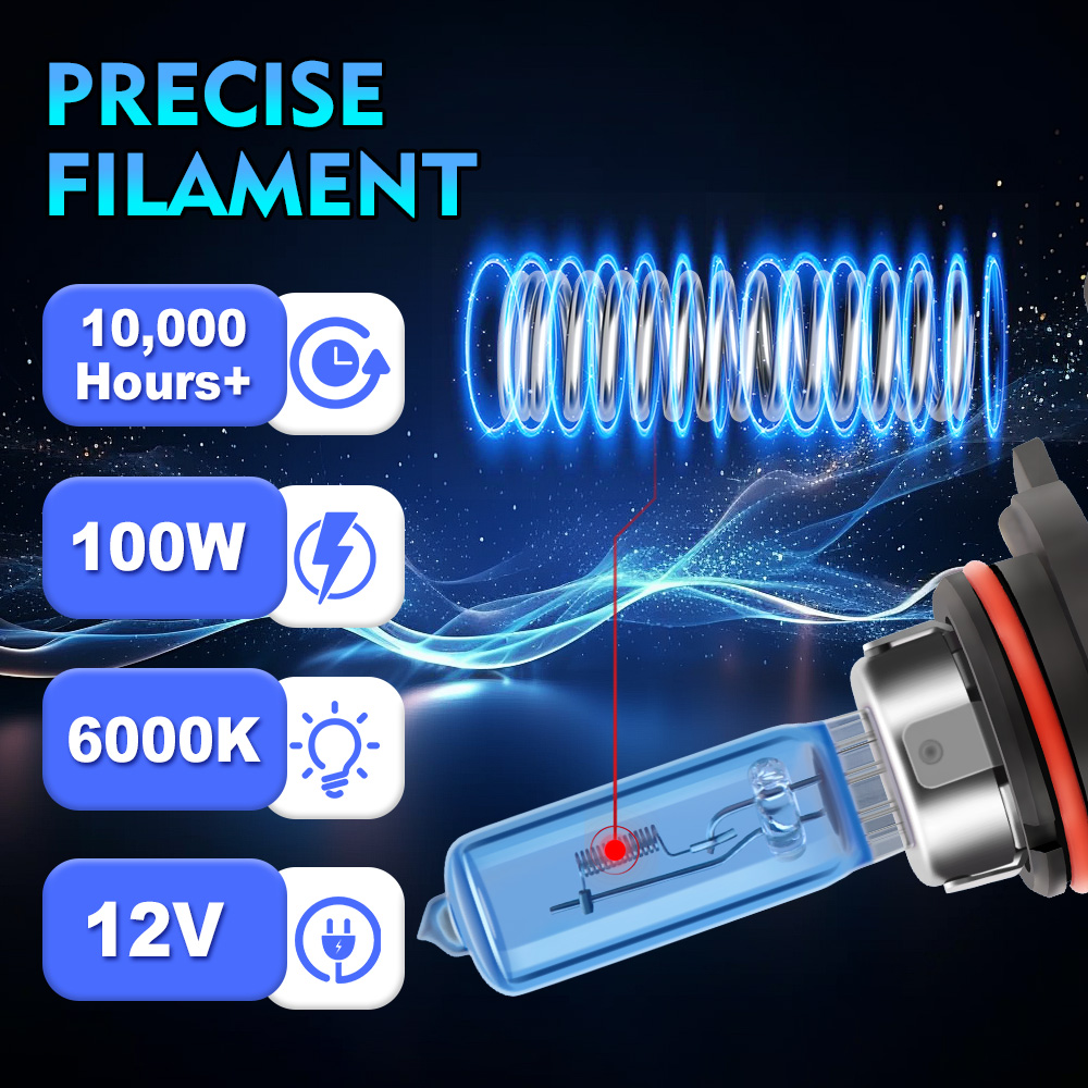 100w billamper  h1 h4 h7 h11 h13 9005 9006 halogenforlygter  +900%  kraftige, klare  +150m langstrålede originale halogenlygter 12v 6000k