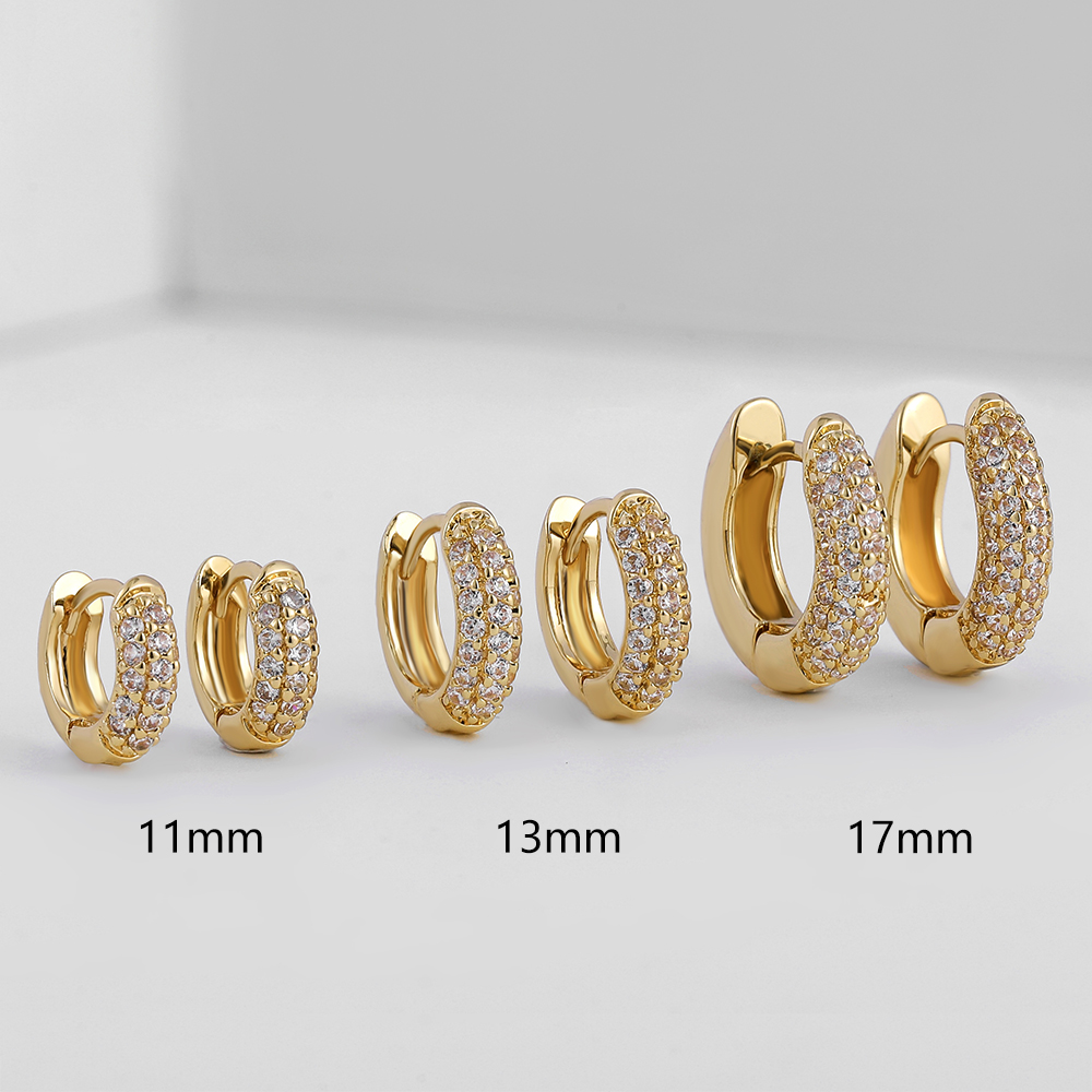 Pendientes Huggie chapados en oro con circonita CZ, aros finos para las orejas, pendiente de cartílago para mujer, pendiente redondo minimalista, joyería Piercing