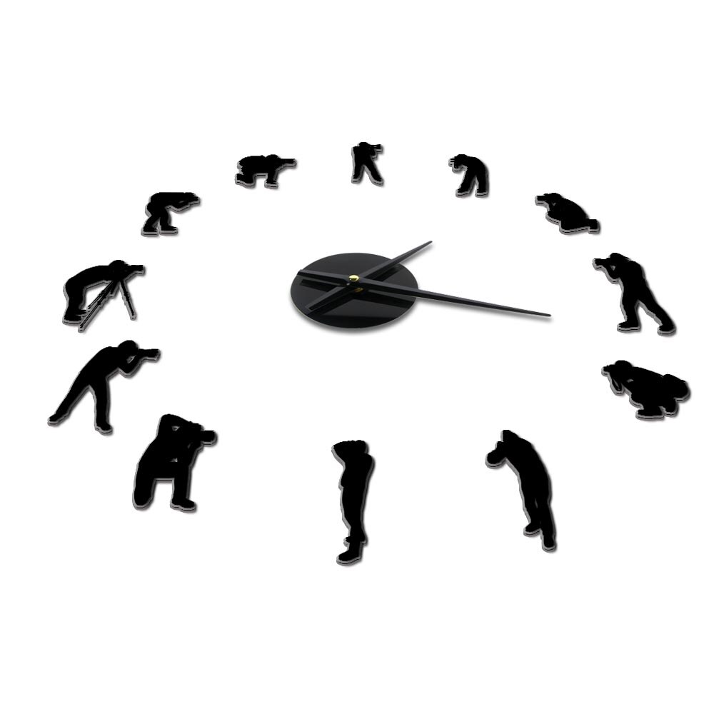 Photographers Modern Big Wall Clock Cameraman Photo Studio Room Decor Diy Acrylic Mirror Sticker Wall Watch Photography