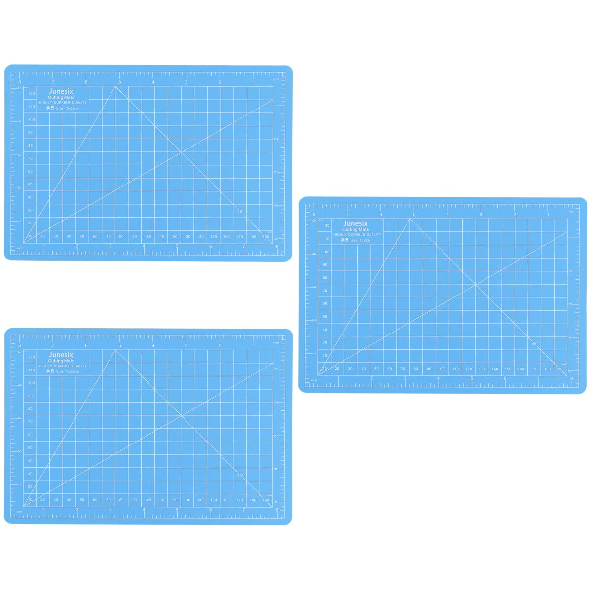 3pcs A5 Non-slip PVC Cutting Mat Self-healing Cutting Pad Patchwork Cut Board for Manual DIY Cutting (Blue)
