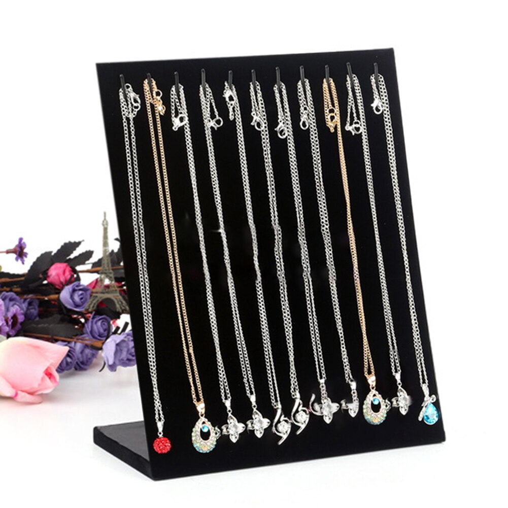 11 Hooks L Shape Bracelet Chain Necklace Jewelry Display Holder Stand Organizer