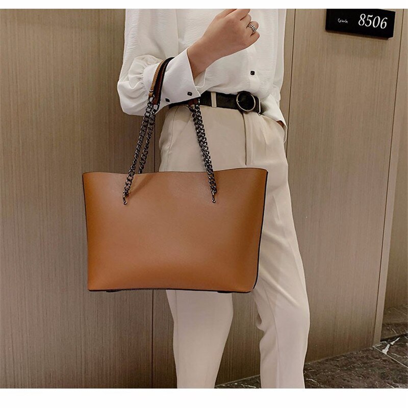 Leisure Large Capacity Soft Face Lady's Temperament Tote Handbag Single Shoulder Bag Messenger Bag Large Bag