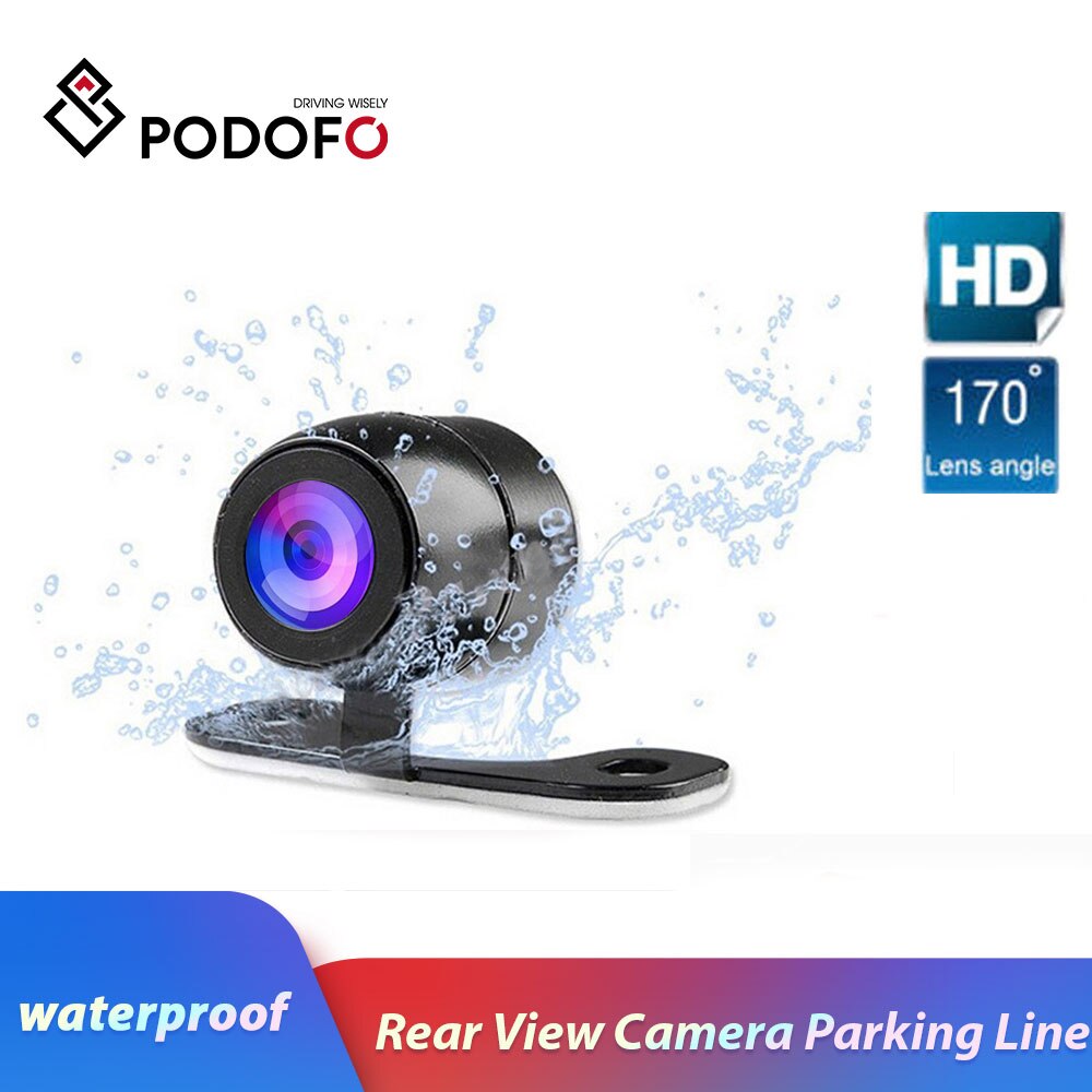 Podofo 170 Graden Universele Waterdichte Wide Lens 4 LED Auto Achteruitrijcamera Voertuig Parkeerhulp Nachtzicht, parkeerplaats Lijn