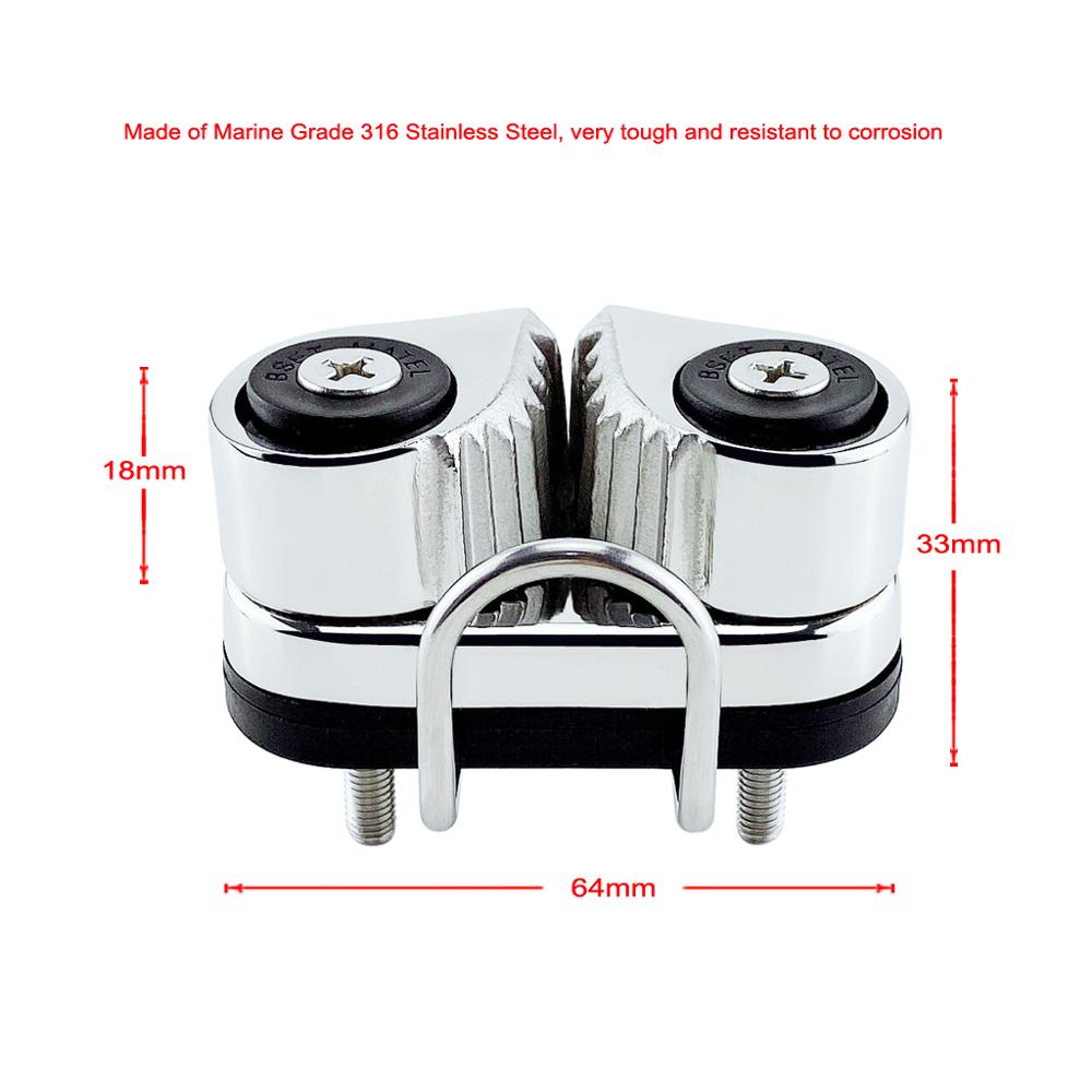 316 Stainless Steel Boat Fast Entry Cam Cleat With Leading Rings Ball Bearings Rope Clamp Boat Cleats Kayak Marine Accessaries