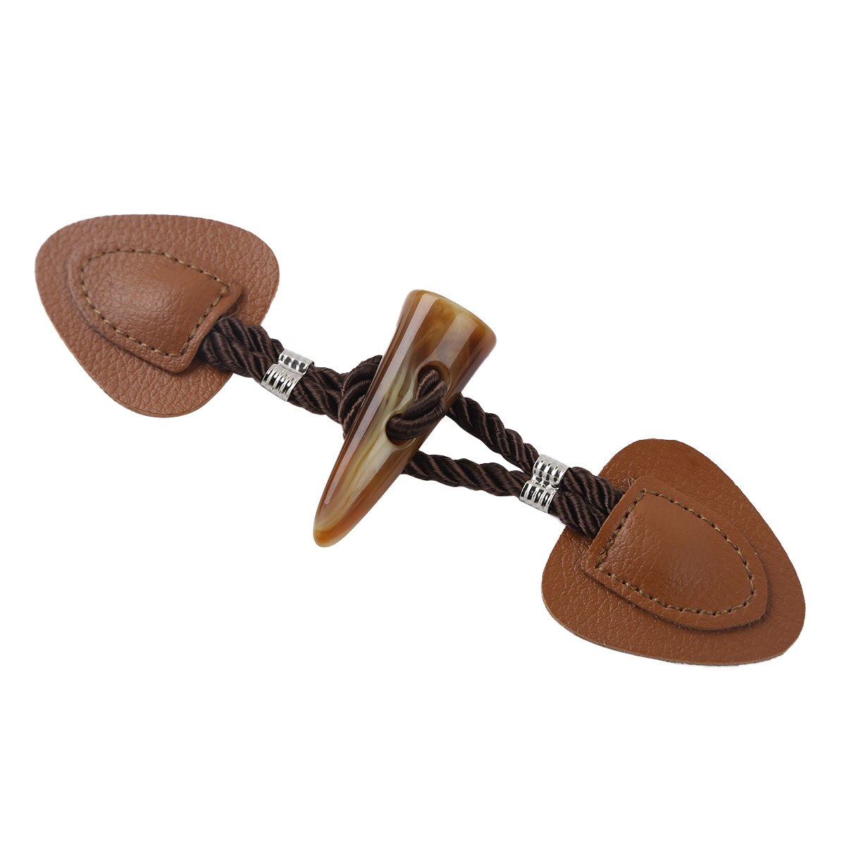 4Pairs Toggle Buttons PU Leather Horn Toggle Clasps Duffle Coat Closure Cord Cardigan Fasteners Clasp For Clothes DIY Decoration