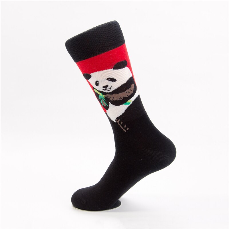 Moda Socmark Happy Socks Men/Women Casual Funny Long Sock Panda Animal Pattern Cotton Skateboard Socks: 52036