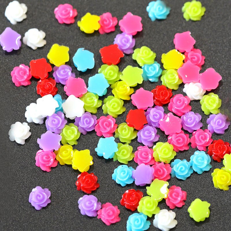 6 Mm 200 Pcs Gemengde Kleuren Bloem Parels Kralen Half Ronde Parels Plastic Parel Imitatie Parel Nodig Lijm Op Voor kledingstuk B1055