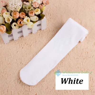 Lovely Candy color baby girl tights stocking for girls bebe newborns toddler infant ballet pantyhose solid velvet infantile 0-2Y: white