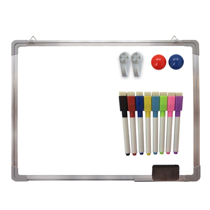 Magnetisk tavle skrivebræt dobbelt side med pen slette magneter knapper til kontorskole 30 x 40cm