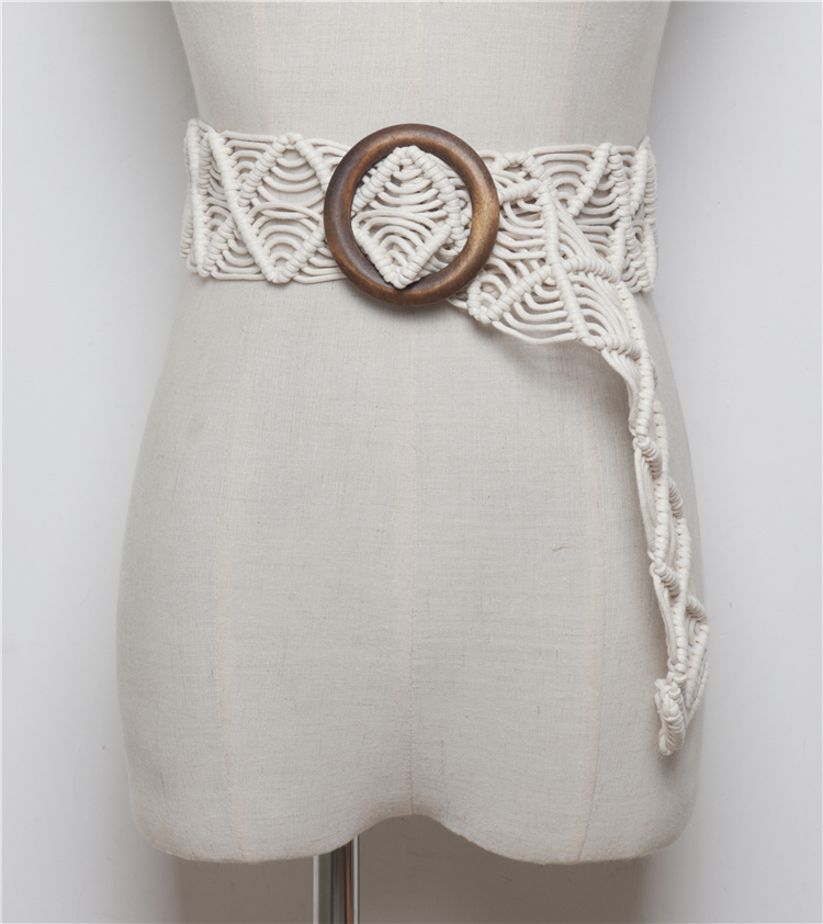 Vintage Wide Bohemian Belts For Women Round Wood B... Grandado Vintage Wide Bohemian Belts For Women Round Wood B... Grandado