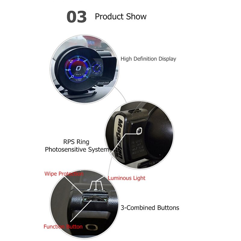 OBD Head Up Display Multifunction Car Digital Boost Gauge Voltage Speed Meter Water Temp Alarm Auto Diagnostic Tool