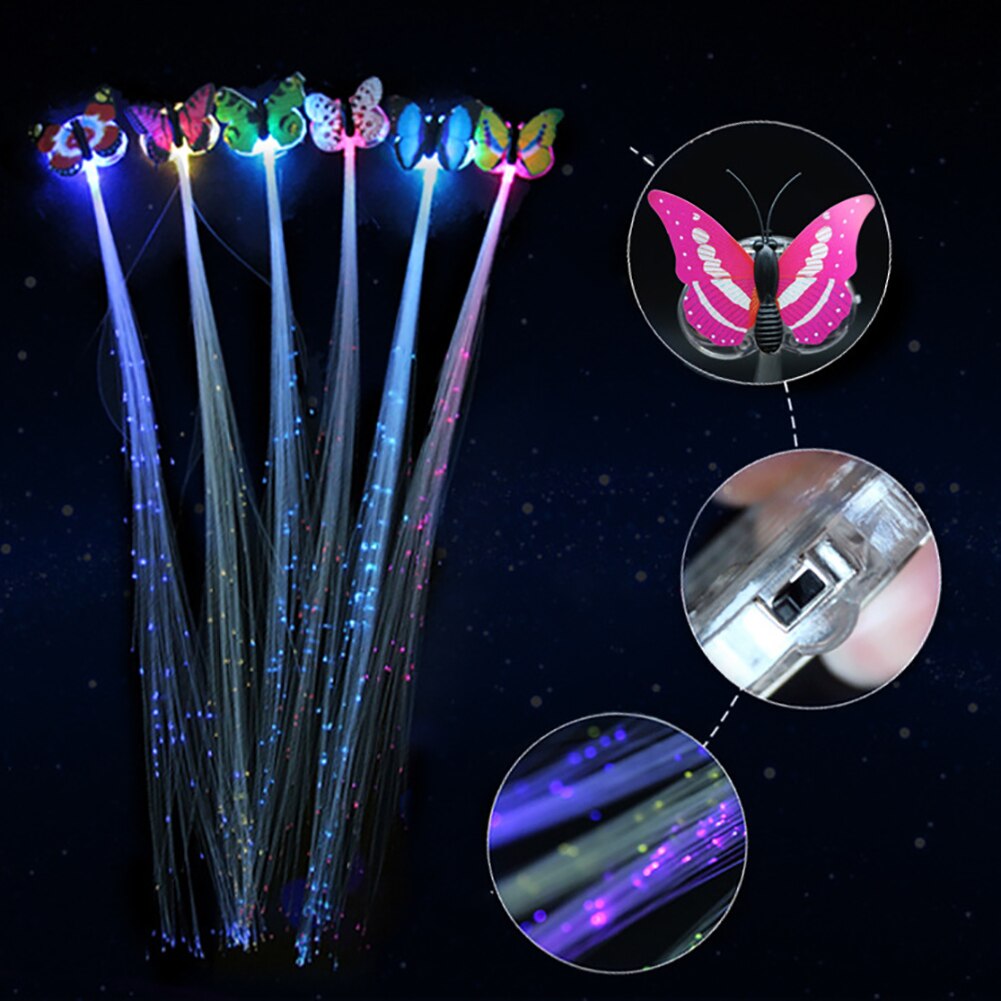 LED Haar flechten Blinkende LED Licht hoch Schmetterling Haar Clip flechten Optische Faser Haarnadel Party Dekor Für Leuchtende LED Party liefert