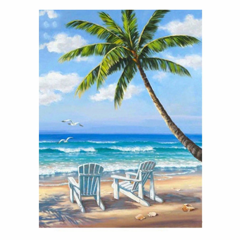 Seaside scenery Full diamond painting kit DIY diamond digital rhinestone painting kit for adults and children