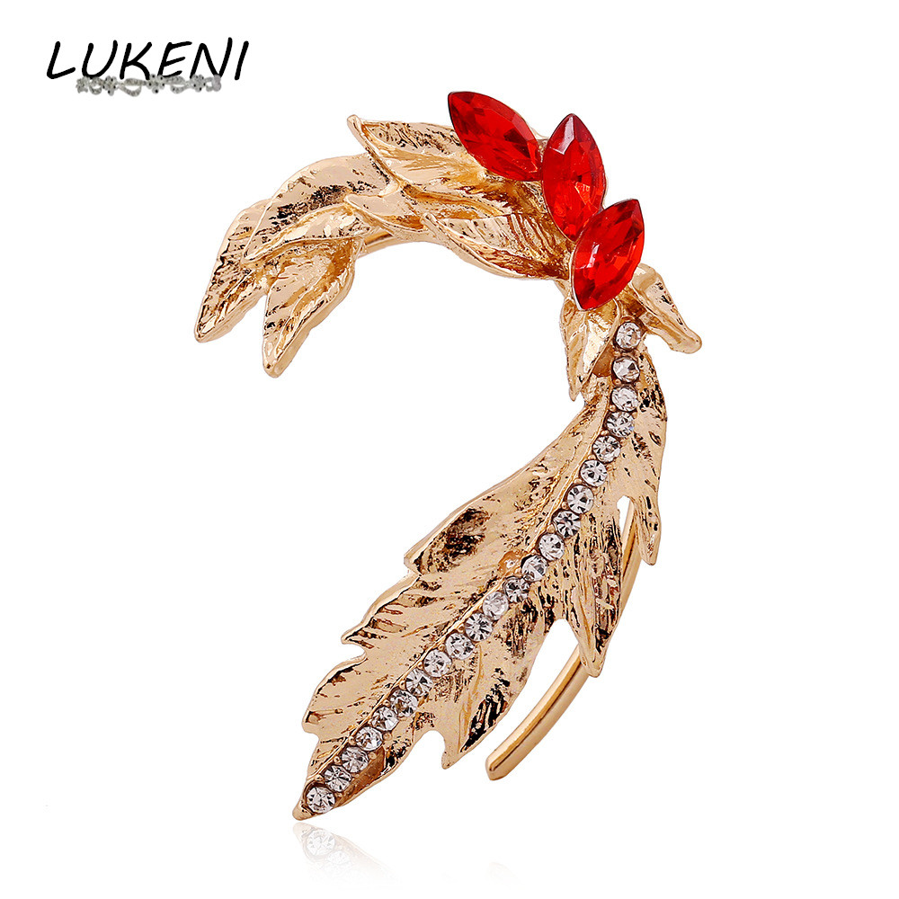 LUKENI 5pcs/lot Jewelry Rhinestone Earrings Punk Leaves Ear Cuff Crystal Earring Jackets For Women And Men EJ018