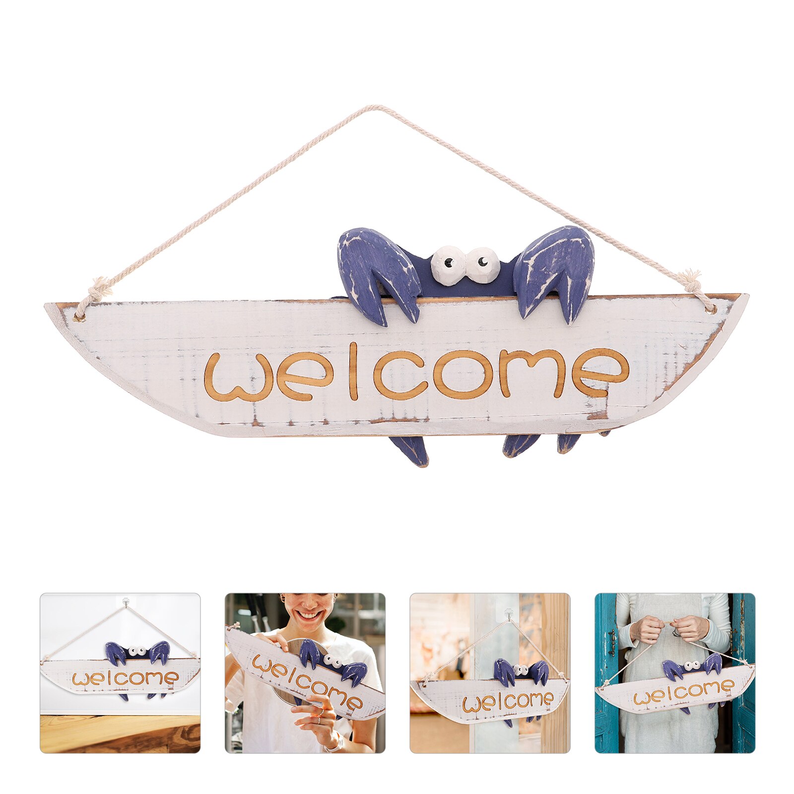 Decoratieve Krab Welkom Board Verse Mediterrane Welkom Teken Decor: Blue