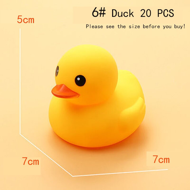 Small Animal Baby Bath Toy Water Squeeze Sounding Dabbling Soft Rubber Duck Kids Duckling Toys for Toddler 3 Years Shower Games: (6Duck) 20 pcs