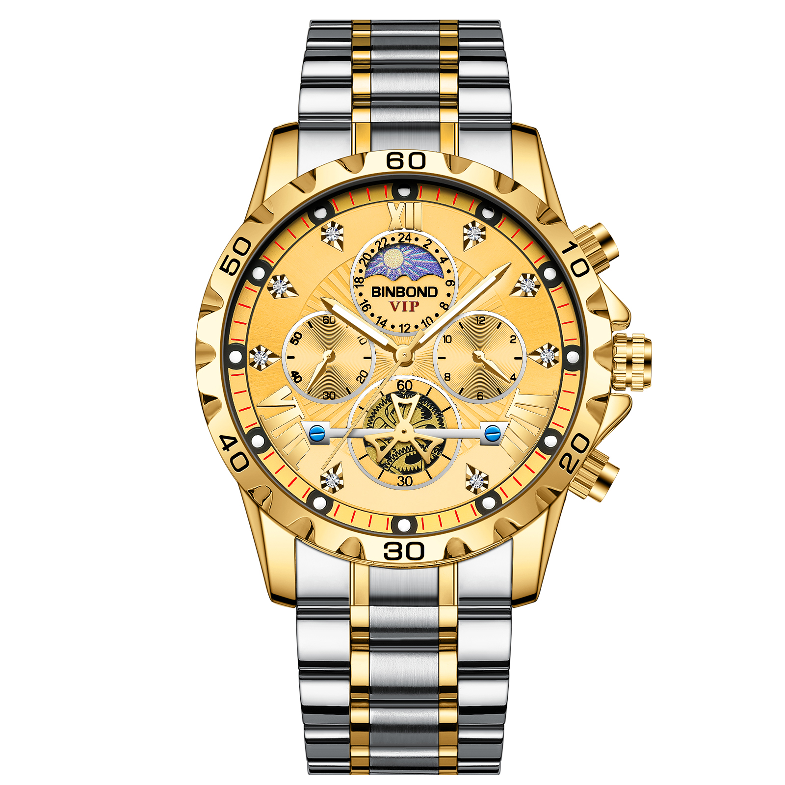 2024 Luxe Automatische Mechanische Horloge Voor Mannen Holle Tourbillon Waterdicht Lichtgevende Datum Week Rvs Heren Horloges: Ivoor