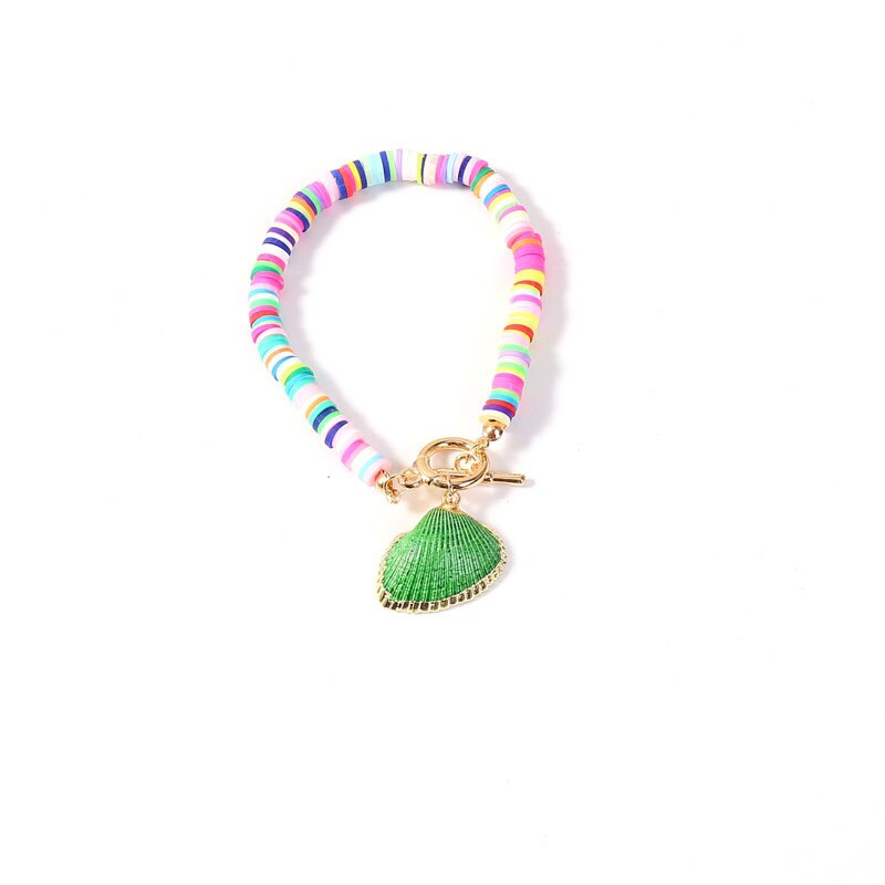 18cm Bohemia Colorful Shell Bracelet for Women Clay Bracelet Alloy OT Buckle Summer Beach Jewelry: 9