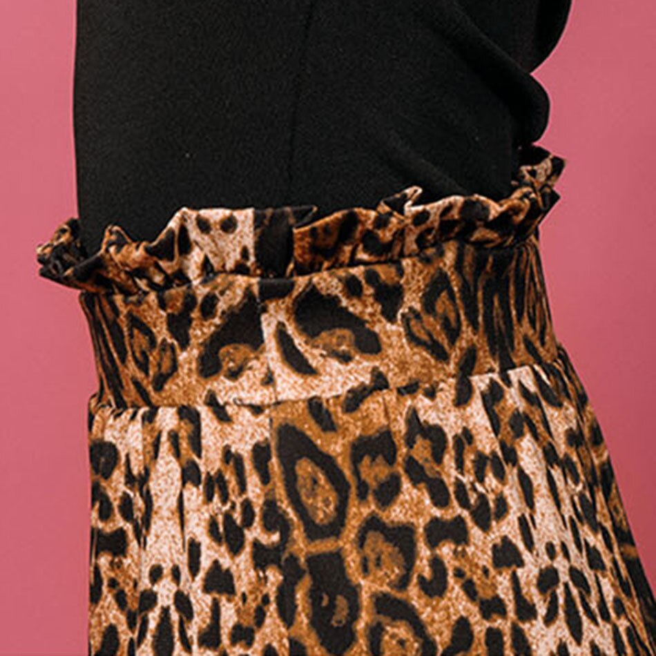 Leopard długi Design dzieci latynoskie spodnie do tańca dziewczyna łacińska taniec majtki praktyka Tango Chacha taniec wydajność L4021