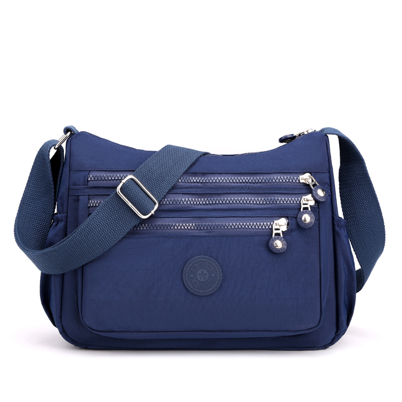 Bolso de hombro para mujer, bandolera de nailon resistente al agua con múltiples bolsillos para ocio: Azul