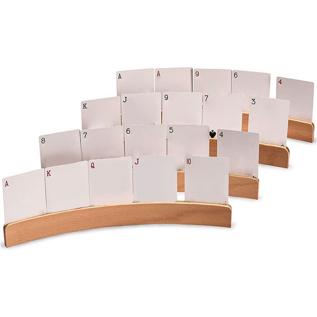 Curved Wooden Playing Card Holder 14 Inch Wooden Playing Card Holders Set of 2 Cuisine Shelf Gootsteen Organizer Protector