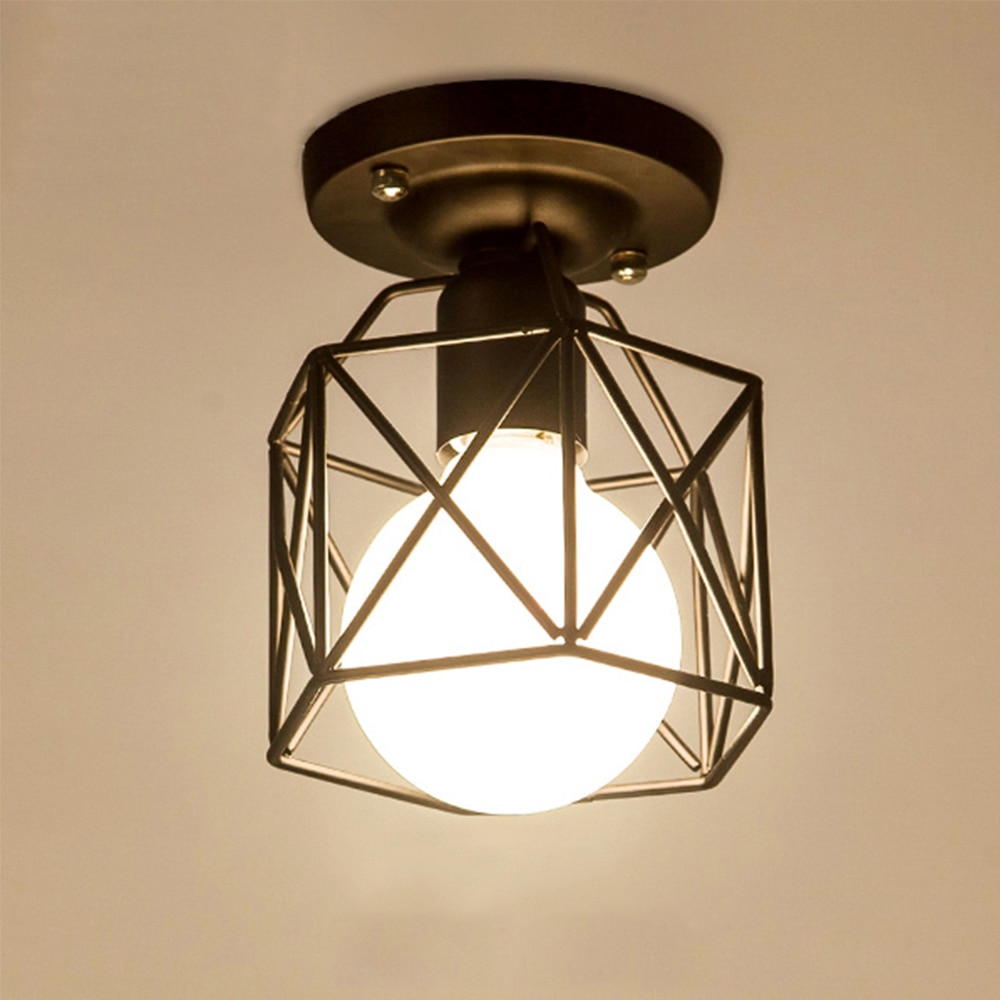 Lampeskærm loftslampe lampeskærm loft metalbur pærebeskyttelse klemme smedejern boligindretning vedhængslamper