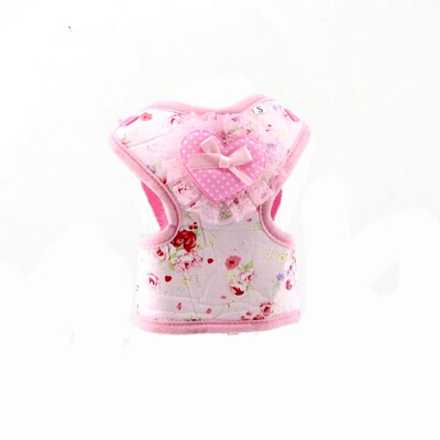 Pet Kat Hond Harness Bloemen Hond Vest Wandelen Leads Leash Voor Chihuahua Teddy Mooie Puppy Set Kleine Dierbenodigdheden DOGGYZSTYLE: PINK / M