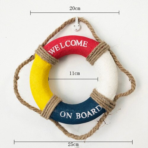 Welcome Wall ornament Life Buoy Foam Aboard Nautical Life Lifebuoy Ring Boat Wall Hanging Mediterranean Style Home Decor: 25cm F