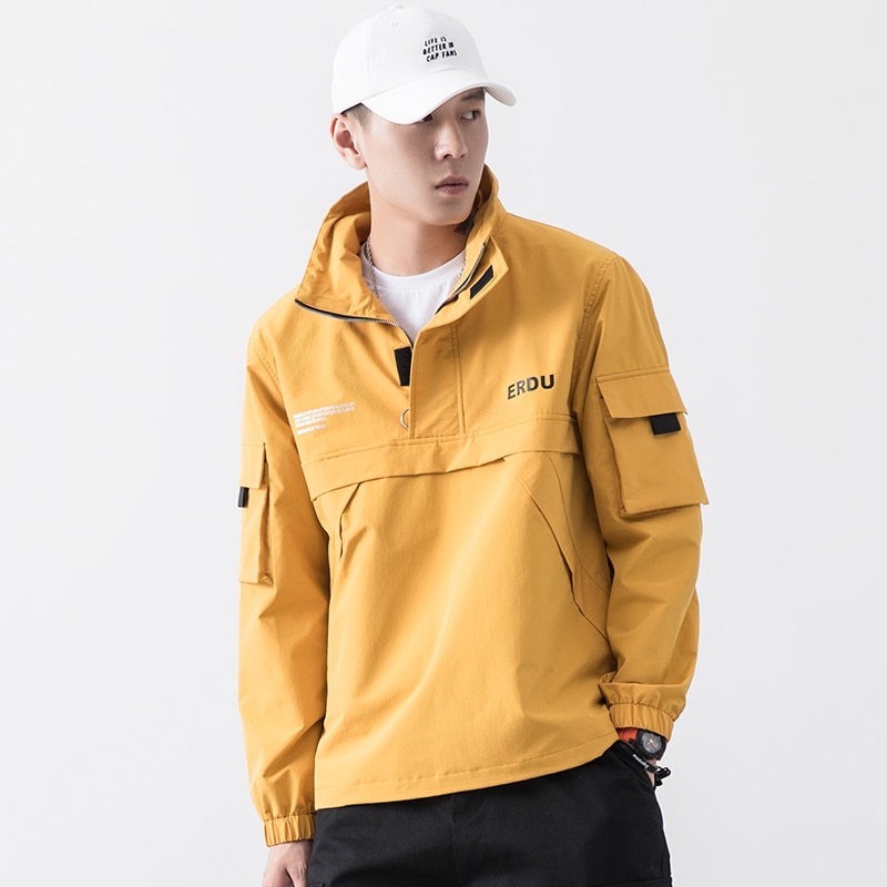 Herre anorak jakker mænd hip-hop outwear efterår windbreaker patchwork afslappet streetwear mandlig udendørs overfrakke top 4xl