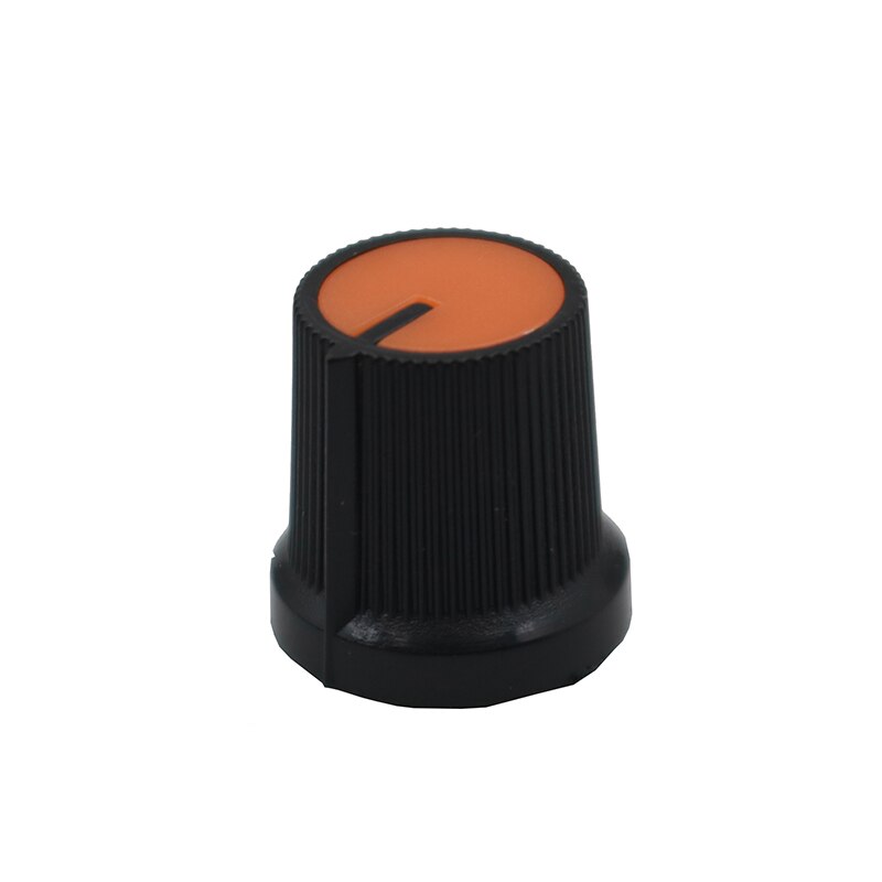 12 Uds seis colores cara negro perilla rotativa potenciómetro de conmutación volumen puntero agujero 6mm: Naranja