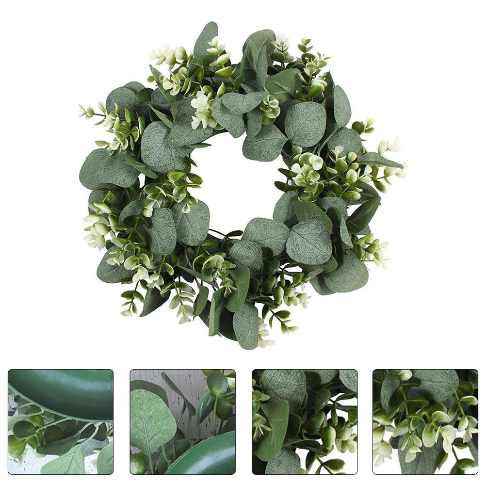 2pcs Eucalyptus Leaf Wreath Durable High Grade Premium Sturdy Decor Eucalyptus Leaf Wreath Green Leaf Garland for Home