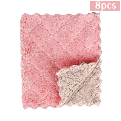 4pcs/lot 8pcs/lot Home Super Absorbent Microfiber Towels Kitchen Thicker Wipe Dish Cloth for Cleaning Table kitchen Towel: 8pcs grey-pink
