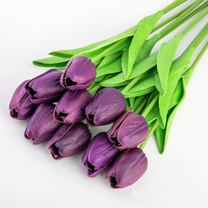 1PC PU Latex Tulips Artificial Flowers Bouquet Real Touch Tulip Artificiales Para Decora Mini for Home Wedding Decoration Flower: purple