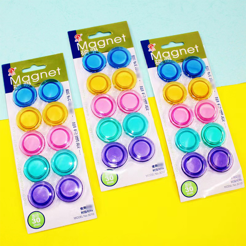 Whiteboard Magnets Round Notice Board Planning Refrigerator Magnets Plastic Covered Magnetic Buttons Magnets for School Office: Default Title