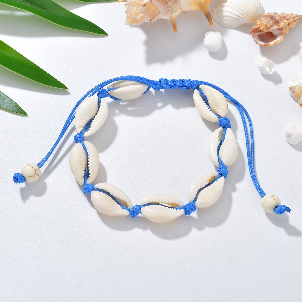 Cavigliere lolede per donna shell Foot Jewelry Summer Beach bracciale a piedi nudi caviglia sulla gamba cinturino alla caviglia accessori bohémien A02: Deep blue