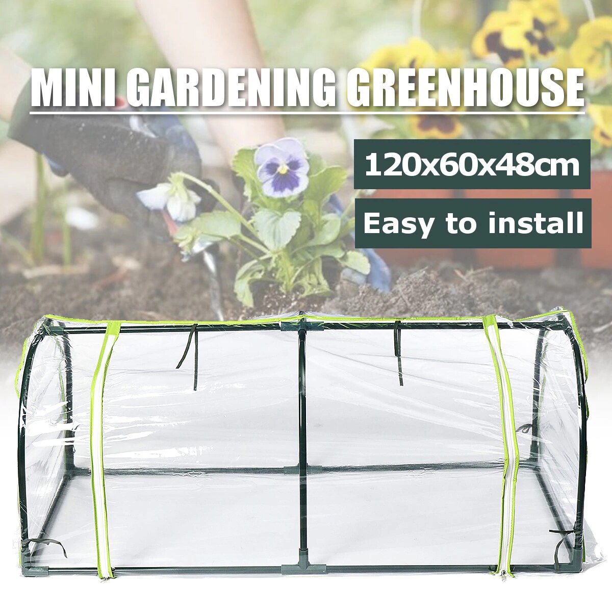 Tuin Kas 120X60X50Cm Thuis Outdoor Bloem Fruit Veg Planting Winter Onderdak Luifel Waterdicht Anti-Uv Cover