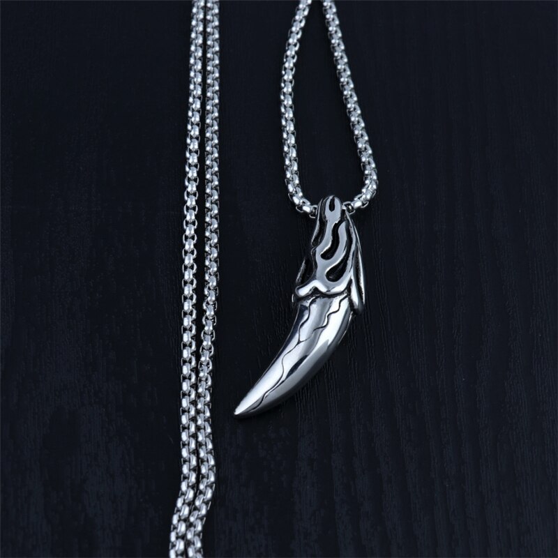 Punk Brave Men Wolf Tooth Pendant Necklaces Women Jewelry Amulet Pendant Chain