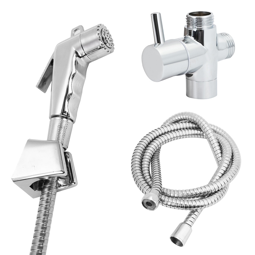 Shower Hose Set Bidet Spray Chrome Hygienic Toilet Shower Head Hose Set Flexible Plumbing Bath Shower Bathroom Tools