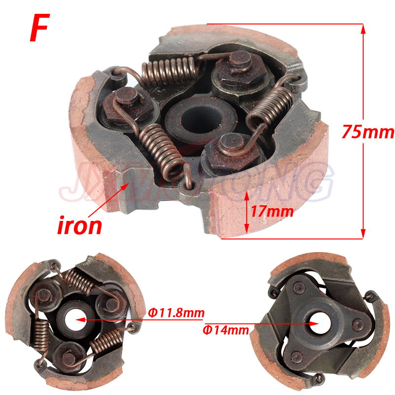 2 tiempos 47cc 49cc aluminio o hierro Minimoto embrague centrífugo aleación Mini Moto Dirt Bike Atv Quad 2 resorte de zapata 3 resorte de zapata: Blanco