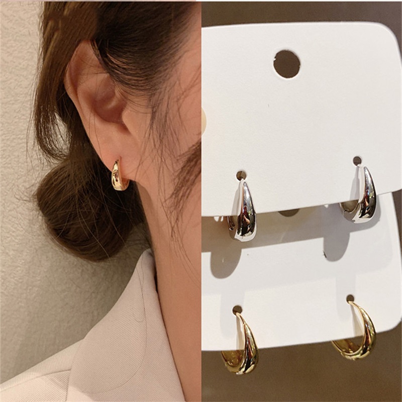 Huitan-pendientes de aro de Metal a la para mujer, accesorios sencillos y versátiles para uso diario, joyería llamativa para chicas jóvenes