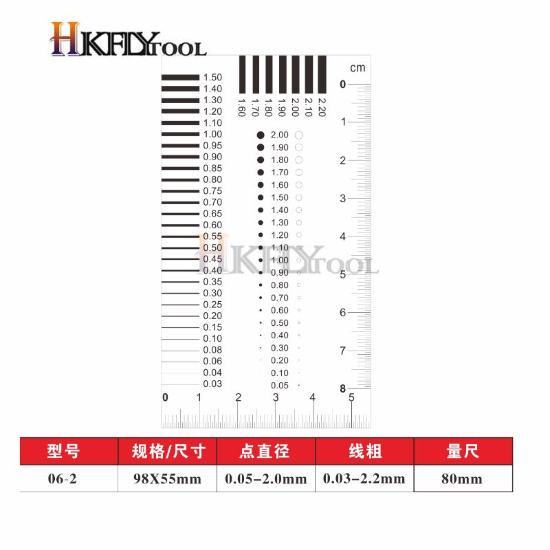Soft Ruler Microscope Micrometer Calibration Slide Line Width Particle Diameter Measurement Tool High Precision Film Point Gauge: No.06-2