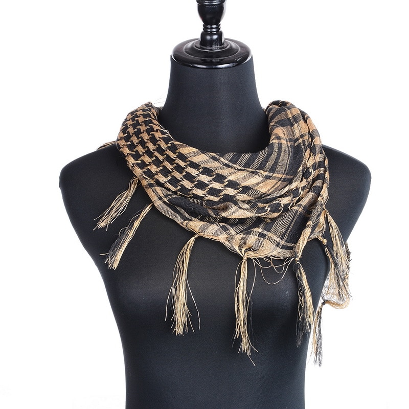 Bufanda de pata de gallo árabe para mujer, gruesa de invierno, suave, cálida, de Cachemira, blanca y negra, larga, con borla,