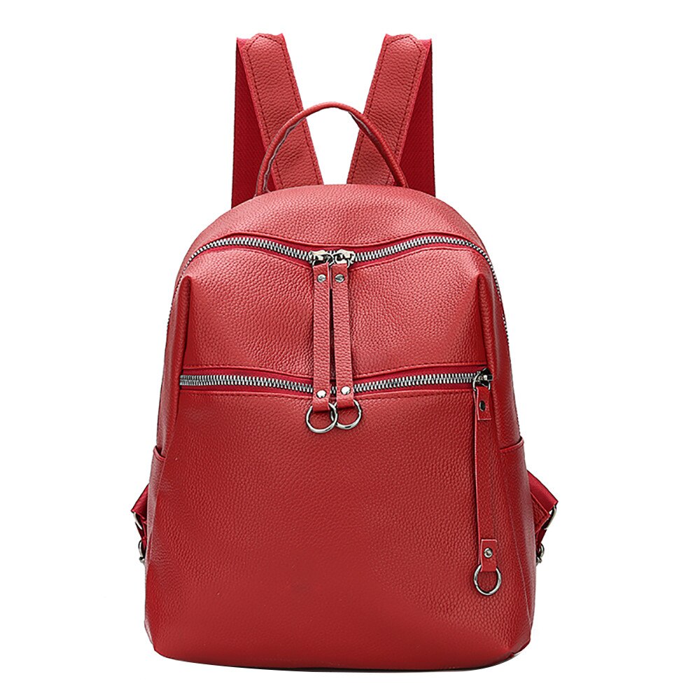 Frauen Rucksack Flut Wilde Weiche Leder Student Tasche Einfache Rucksack Reisetasche Organizer Student Tasche Notebook Schule Taschen # RJ1: Rot