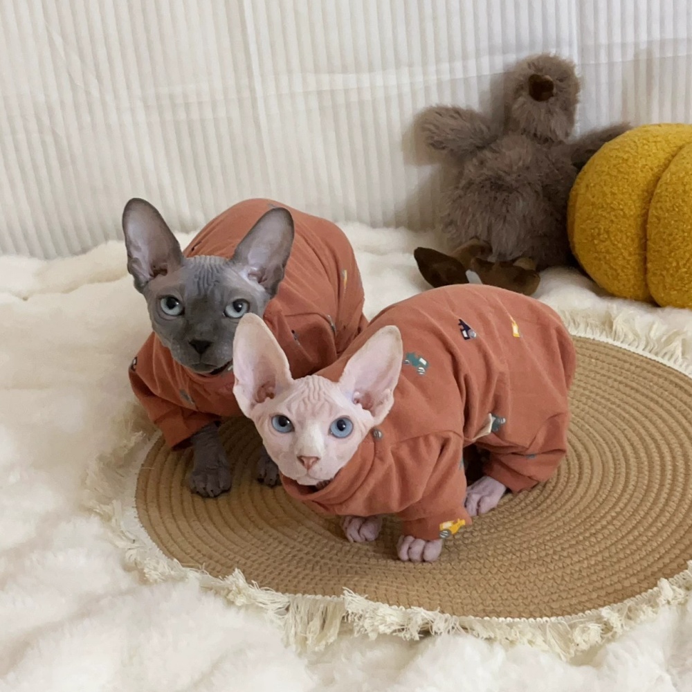 Lange mouwen katoenen 4-poots jas voor Sphynx kat zacht cartoon shirt voor kittens honden roze witte pyjama voor vrouwelijke kat dierbenodigdheden: XXL / green